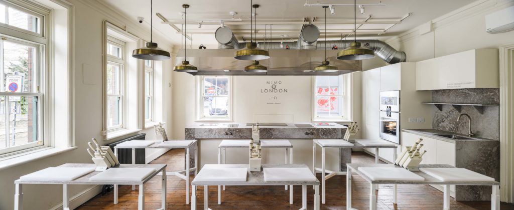Mimo London Cookery School featuring Caesarstone Rugged Concrete worktops