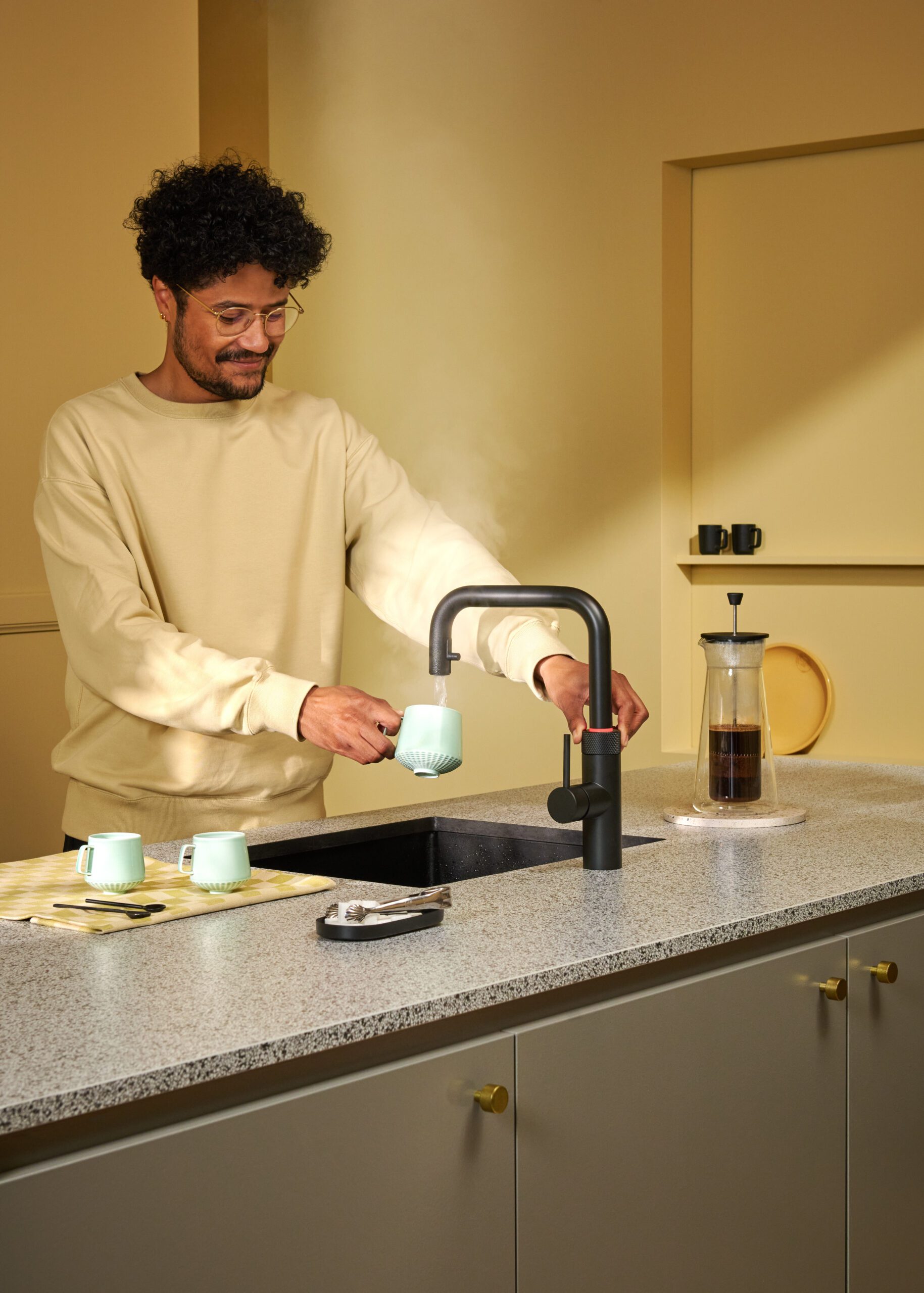 Flex Square Black Yellow Setting Bashir Boiling Coffee yourshow-home.com