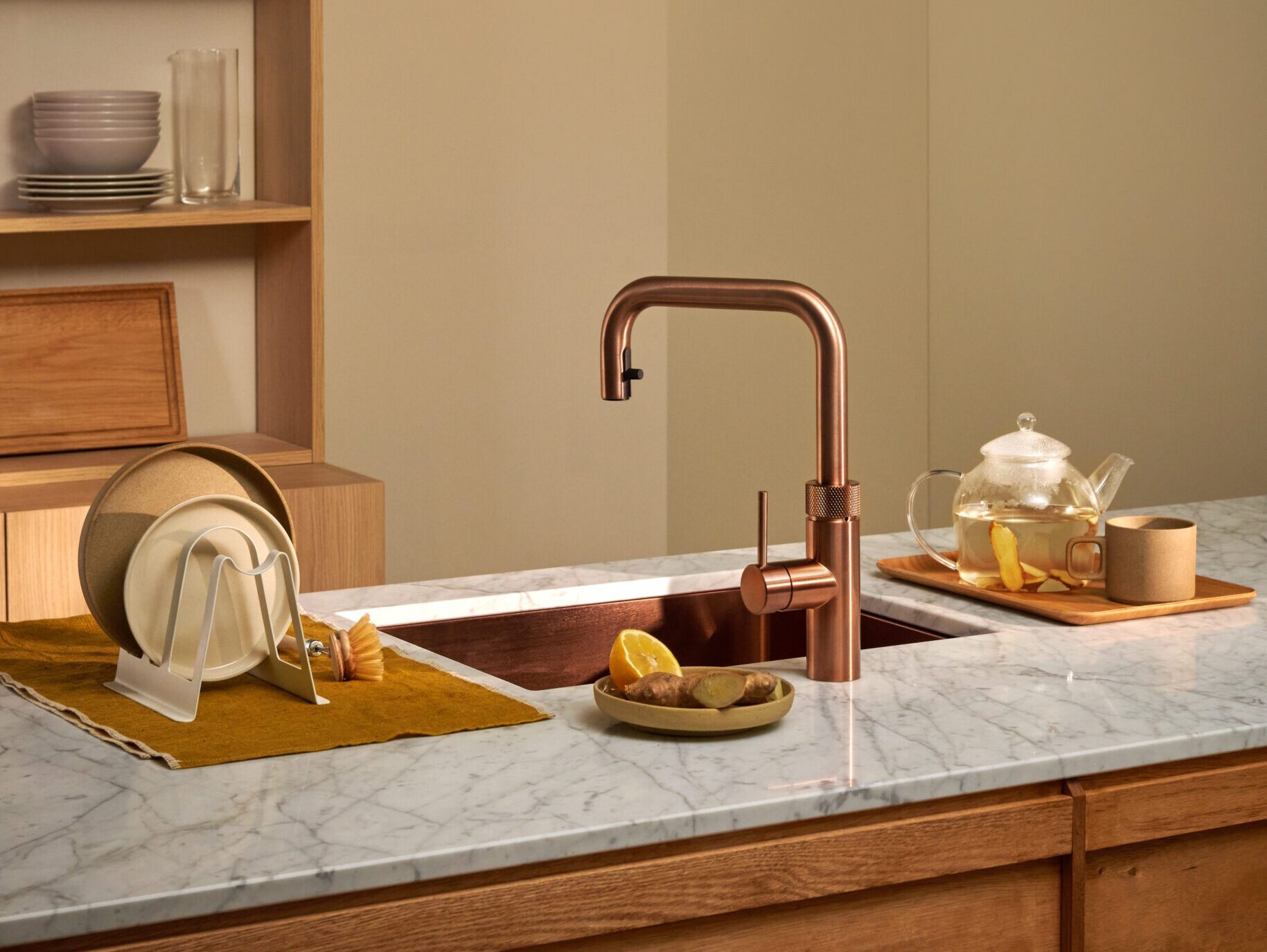 Flex Square Rose Copper Time Marble Setting Boiling Ginger Tea Still Portrait yourshow-home.com
