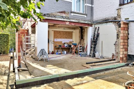 New wall and ground for a modern extension of a house